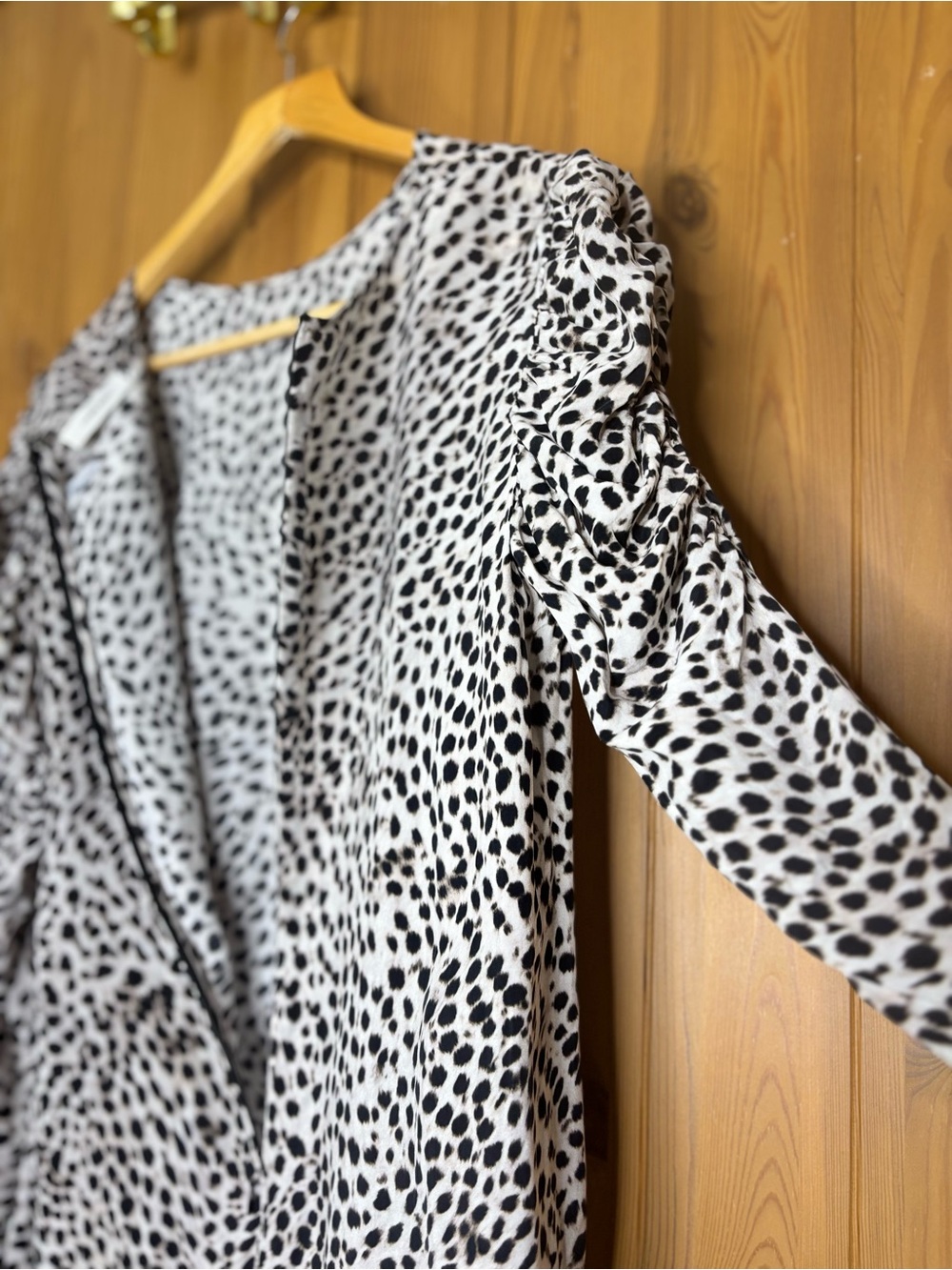 Anine Bing Kingston Long Sleeve Leopard-Print Mini Dress in Size Large - Picture 4 of 12
